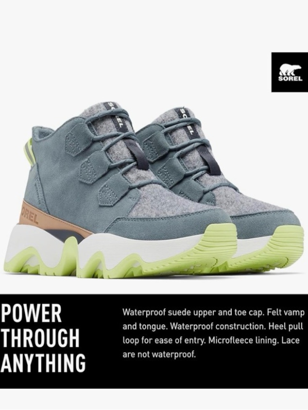 Sorel Womens Kinetic Impact Caribou Boots/Sneakers - Waterproof,Insulated, Suede - Picture 5 of 8